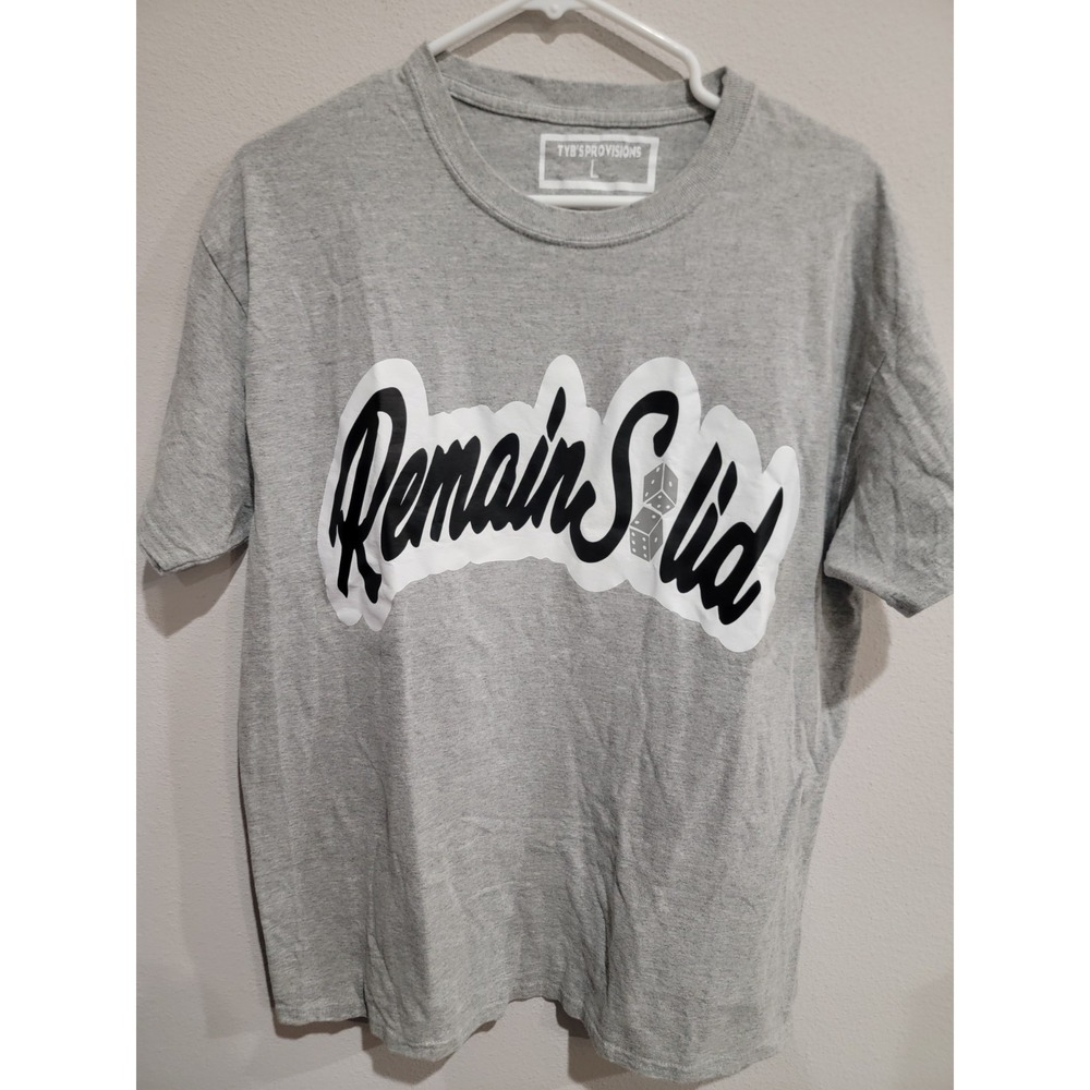 TYB Sprovisions "Remain Solid" Grey T-Shirt Dice Logo‎ Streetwear Apparel Sz L